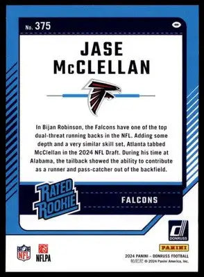2024 Donruss Jase McClellan RC 375 Atlanta Falcons - Football Card Single