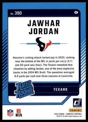 2024 Donruss Jawhar Jordan RC 390 Houston Texans - Football Card Single