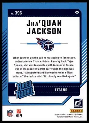 2024 Donruss Jha’Quan Jackson RC 396 Tennessee Titans - Football Card Single