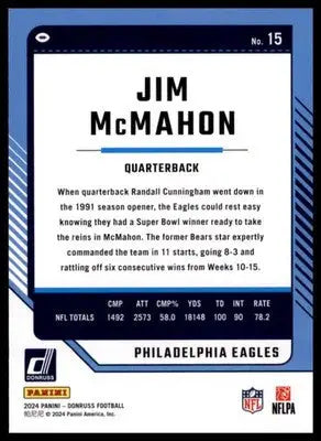 2024 Donruss Jim McMahon 15 Philadelphia Eagles - Football Card Single