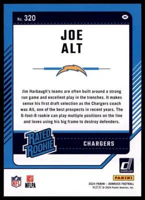 2024 Donruss Joe Alt RC 320 Los Angeles Chargers - Football Card Single