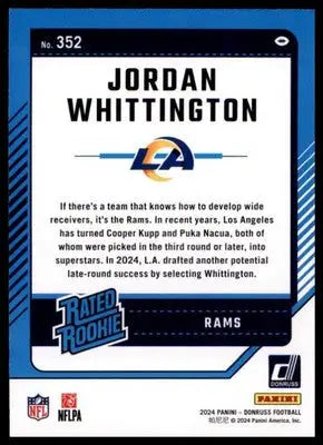 2024 Donruss Jordan Whittington RC 352 Los Angeles Rams - Football Card Single