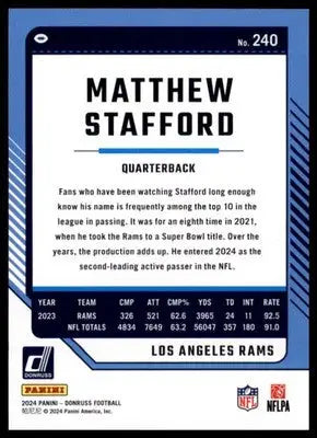 2024 Donruss Matthew Stafford 240 Los Angeles Rams - Football Card Single
