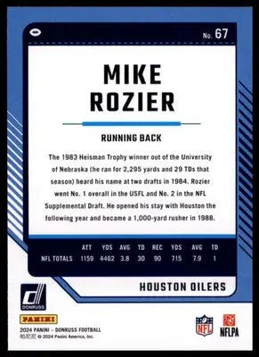 2024 Donruss Mike Rozier 67 Houston Oilers - Football Card Single
