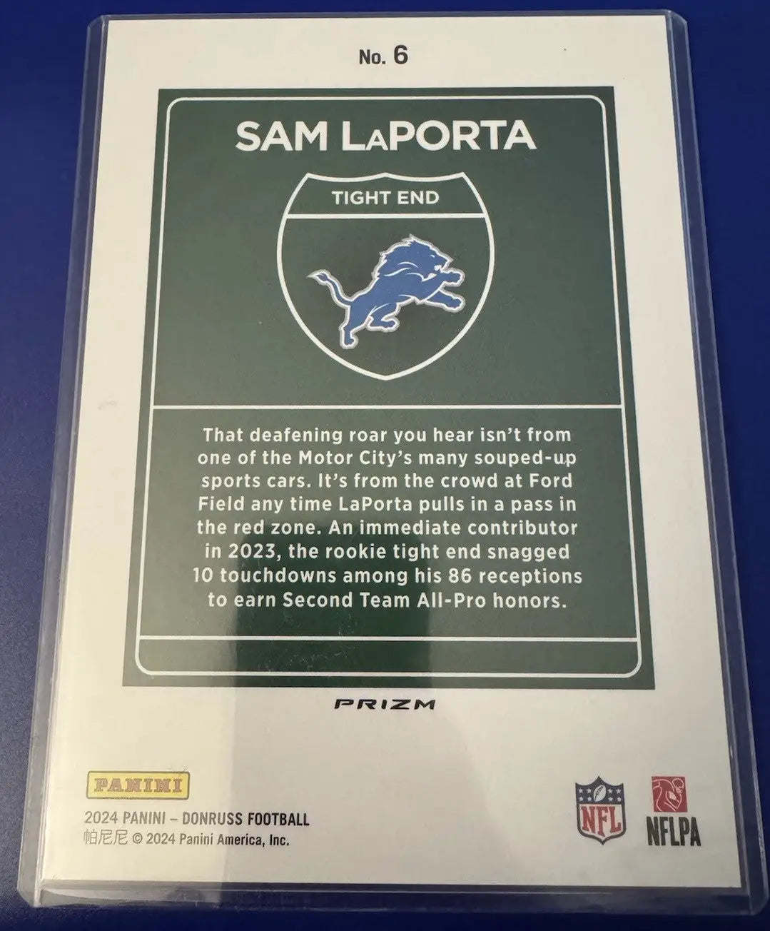 Sam LaPorta 2024 Donruss NFL Oversized Downtown Card for collectors