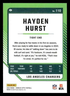 2024 Donruss Optic #110 Hayden Hurst - Football Card Single
