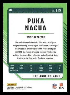 2024 Donruss Optic #115 Puka Nacua Los Angeles Rams - Football Card Single