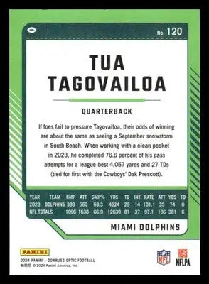 2024 Donruss Optic #120 Tua Tagovailoa Miami Dolphins - Football Card Single