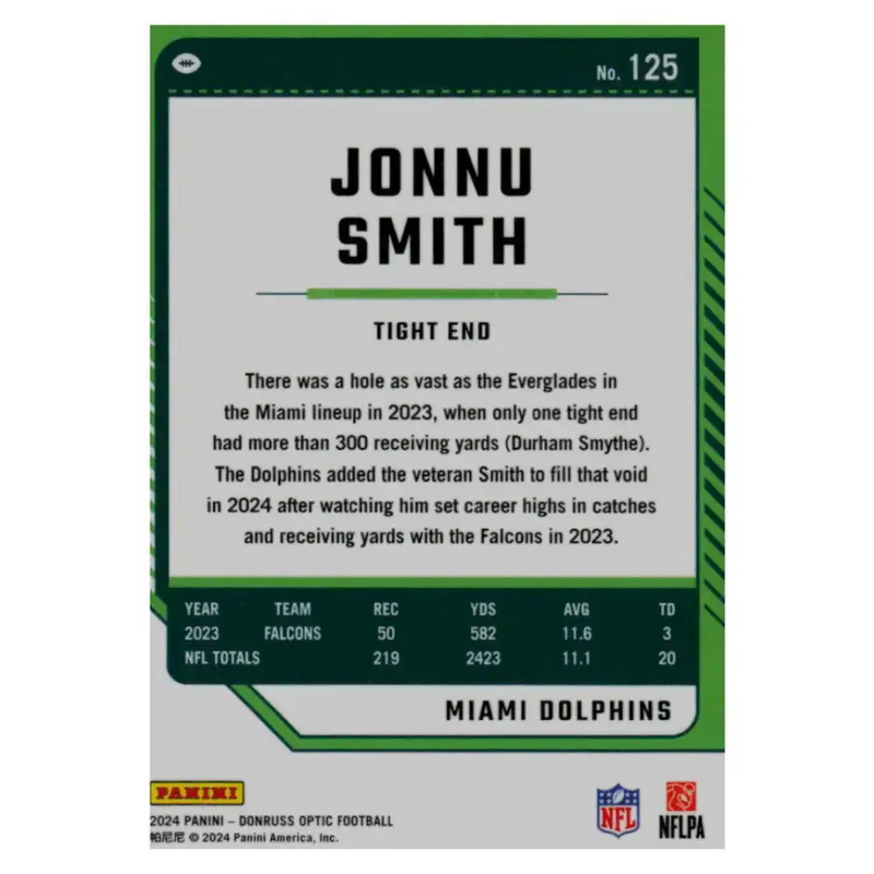 2024 Donruss Optic #125 Jonnu Smith NM-MT Miami Dolphins Football Card - Football Card Single