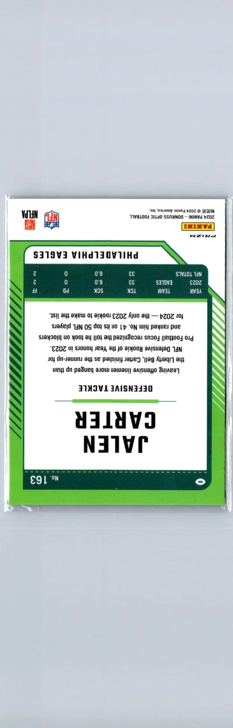 Jalen Carter football card Jalen Carter Holo from 2024 Donruss Optic series