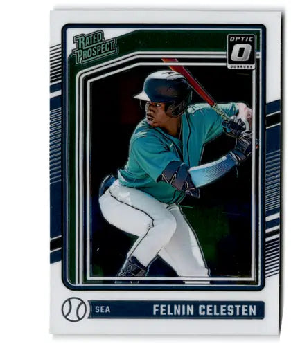 Felnin Celesten rookie Mariners baseball card from 2024 Donruss Optic series