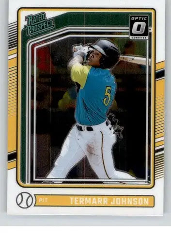 2024 Donruss Optic Termarr Johnson rookie baseball card with original gloss and rated P ID 74881