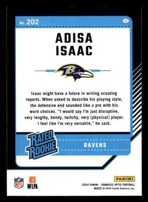 2024 Donruss Optic #202 Adisa Isaac - Football Card Single