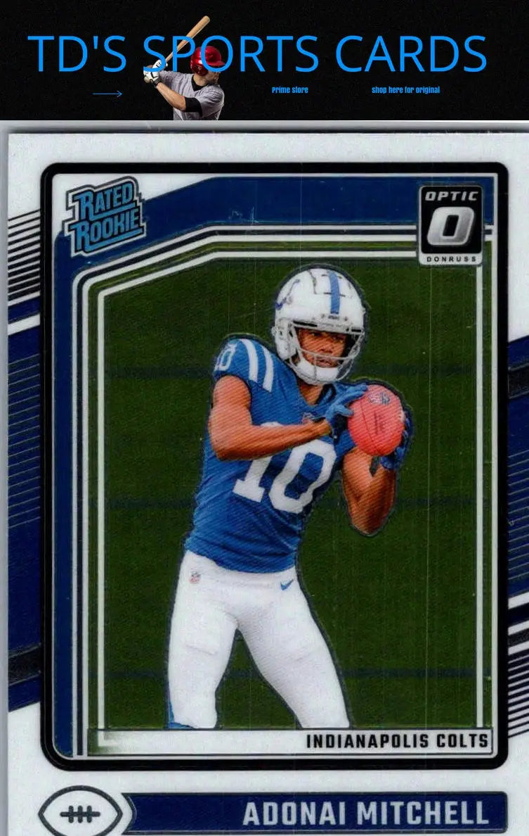 Adonai Mitchell football card from 2024 Donruss Optic series displaying player image