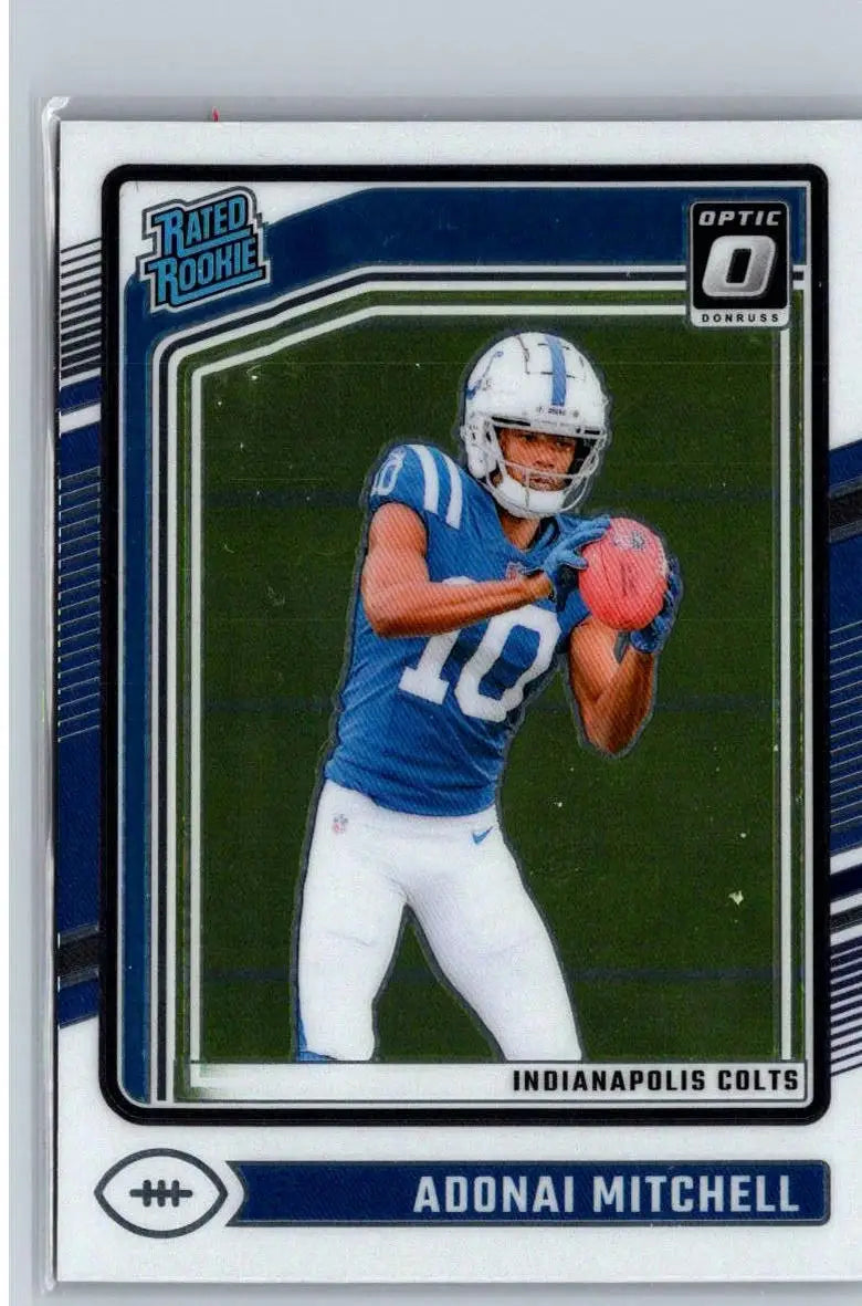 Adonai Mitchell football card from 2024 Donruss Optic series featuring player image