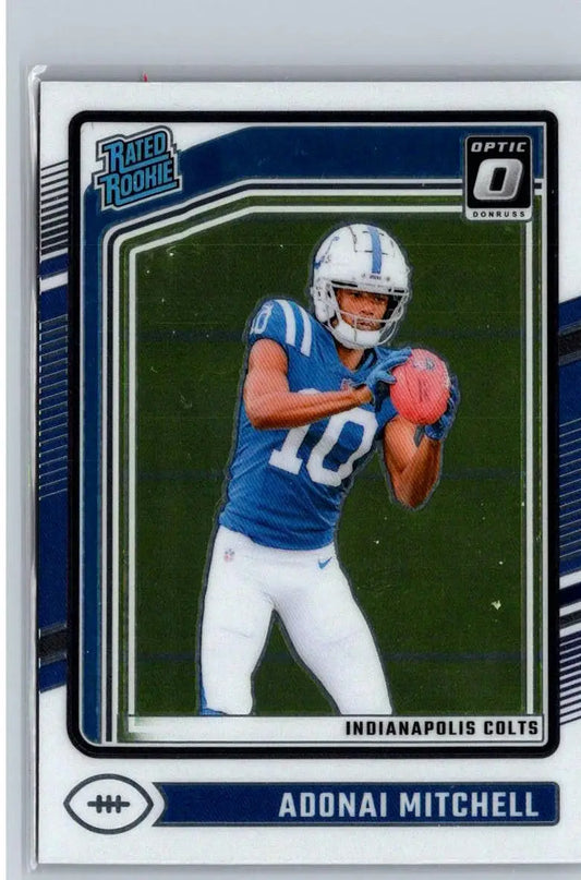 Adonai Mitchell football card from 2024 Donruss Optic series featuring player image