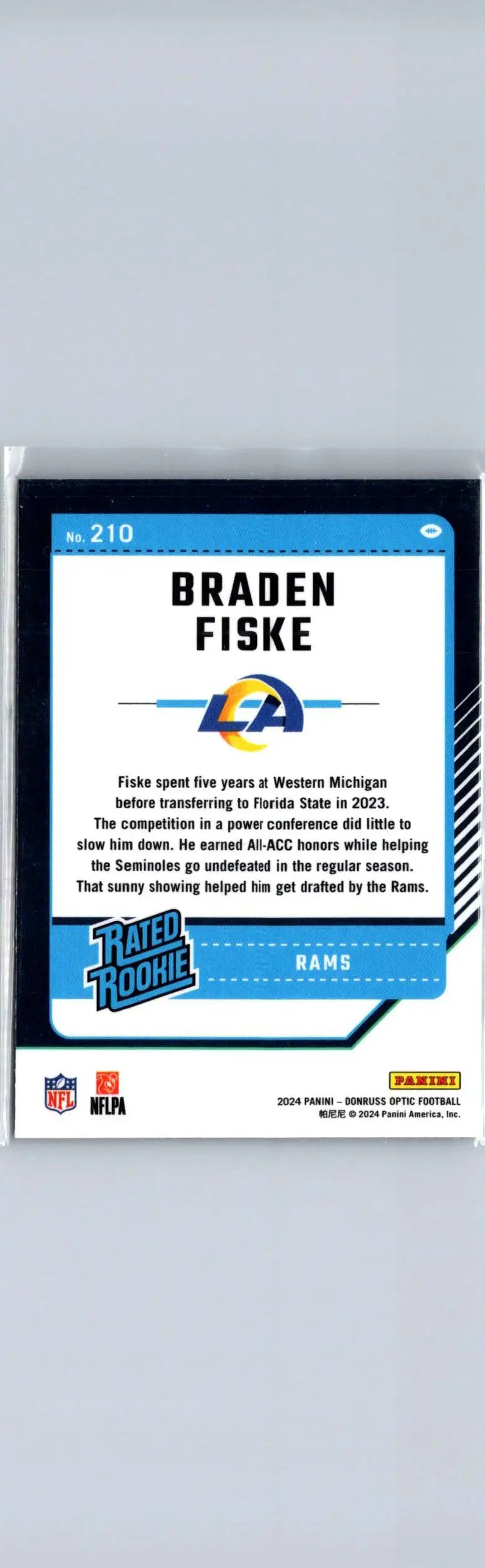 2024 Donruss Optic #210 Braden Fiske - Football Card Single