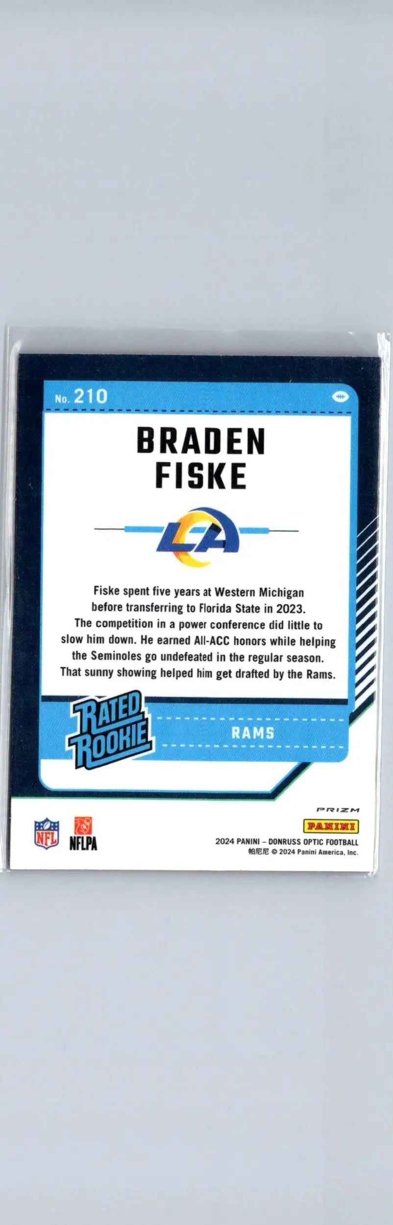 2024 Donruss Optic #210 Braden Fiske Pink - Football Card Single