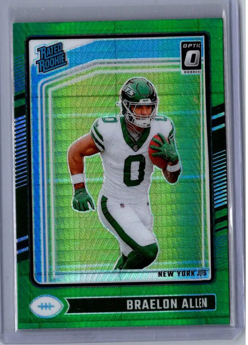 Braelon Allen football card featuring 2024 Donruss Optic Braelon Allen Green Hyper design