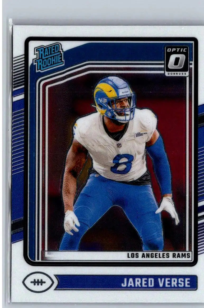 Jared Verse football card from 2024 Donruss Optic series featuring modern design