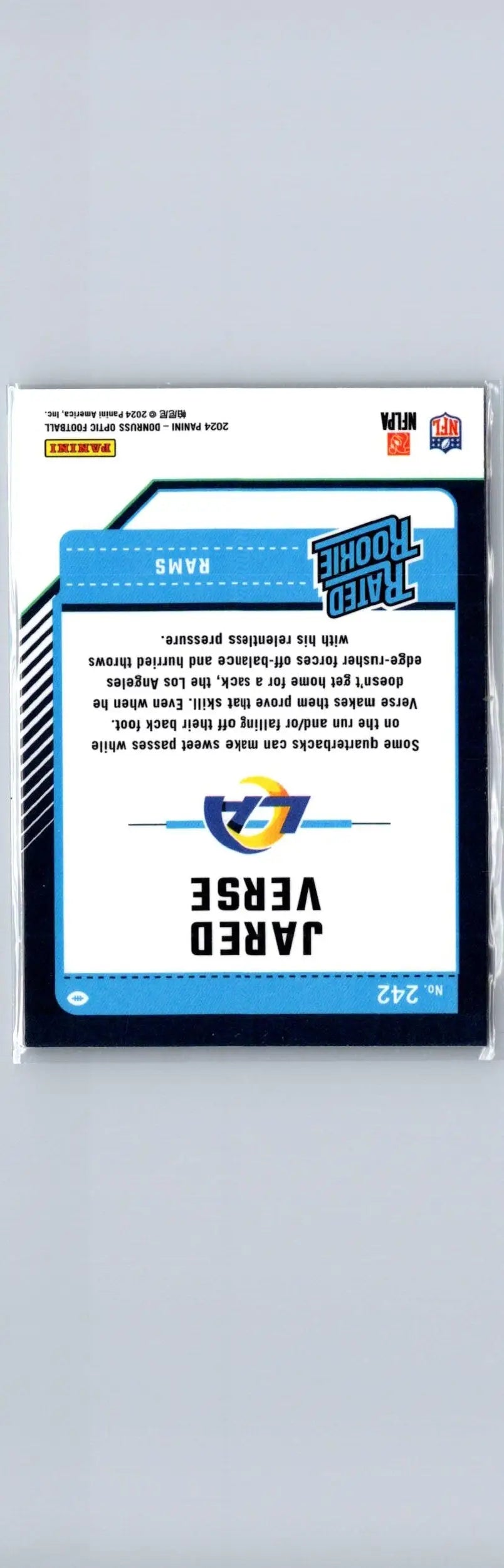 Jared Verse football card from 2024 Donruss Optic series displaying product #242