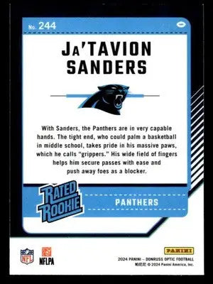 2024 Donruss Optic #244 Ja’Tavion Sanders - Football Card Single