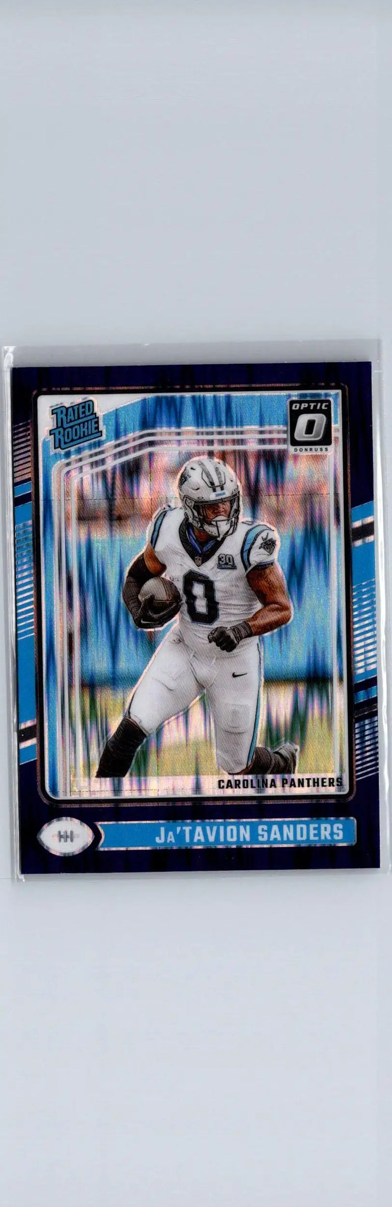 Ja’Tavion Sanders Carolina Panthers trading card from 2024 Donruss Optic Purple Scope