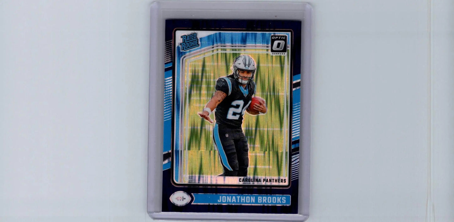 Jonathan Brooks football trading card 2024 Donruss Optic Brooks Purple Shock alt image