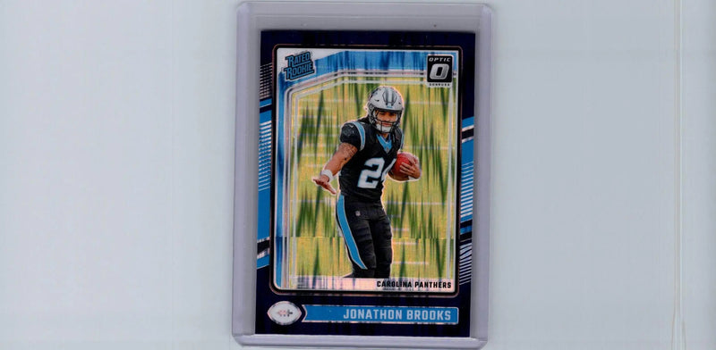 Jonathan Brooks football trading card 2024 Donruss Optic Brooks Purple Shock alt image