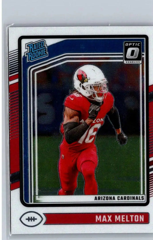 Max Melton football card from 2024 Donruss Optic series for sports collectible fans