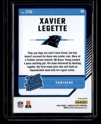 2024 Donruss Optic #299 Xavier Legette Holo Prizm RC Carolina Panthers - Football Card Single