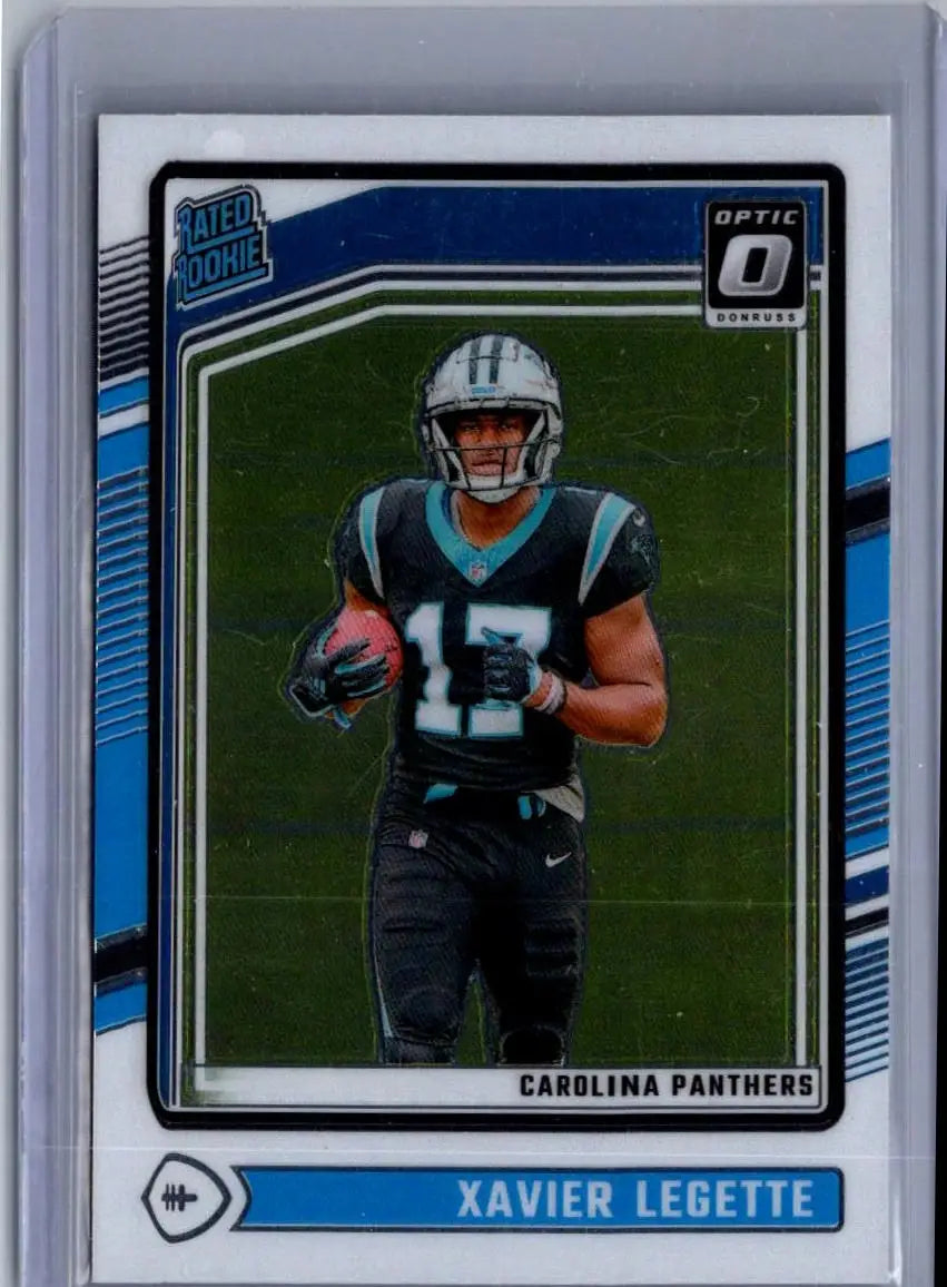Xavier Legette football card from 2024 Donruss Optic series featuring player profile