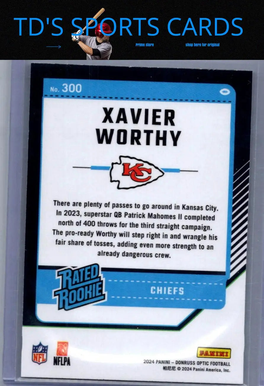 Xavier Worthy football card from 2024 Donruss Optic collection