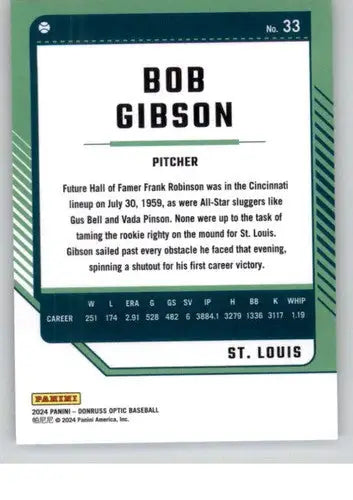 2024 Donruss Optic #33 Bob Gibson NM-MT Cardinals ID:74518 - Baseball Card Single
