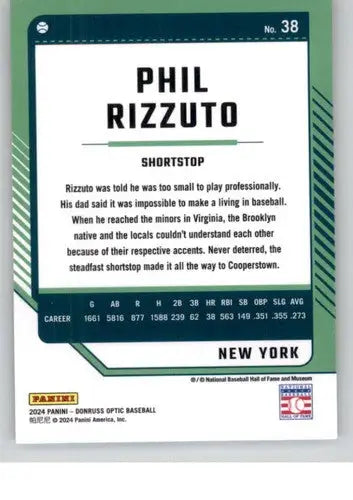 2024 Donruss Optic #38 Phil Rizzuto NM-MT Yankees ID:74880 - Baseball Card Single