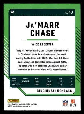 2024 Donruss Optic #40 Ja’Marr Chase - Football Card Single