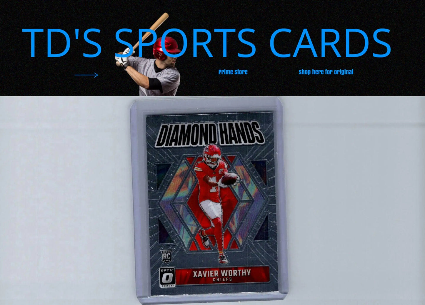 2024 Donruss Optic Xavier Worthy Diamond Hands football card showcasing Xavier Worthy