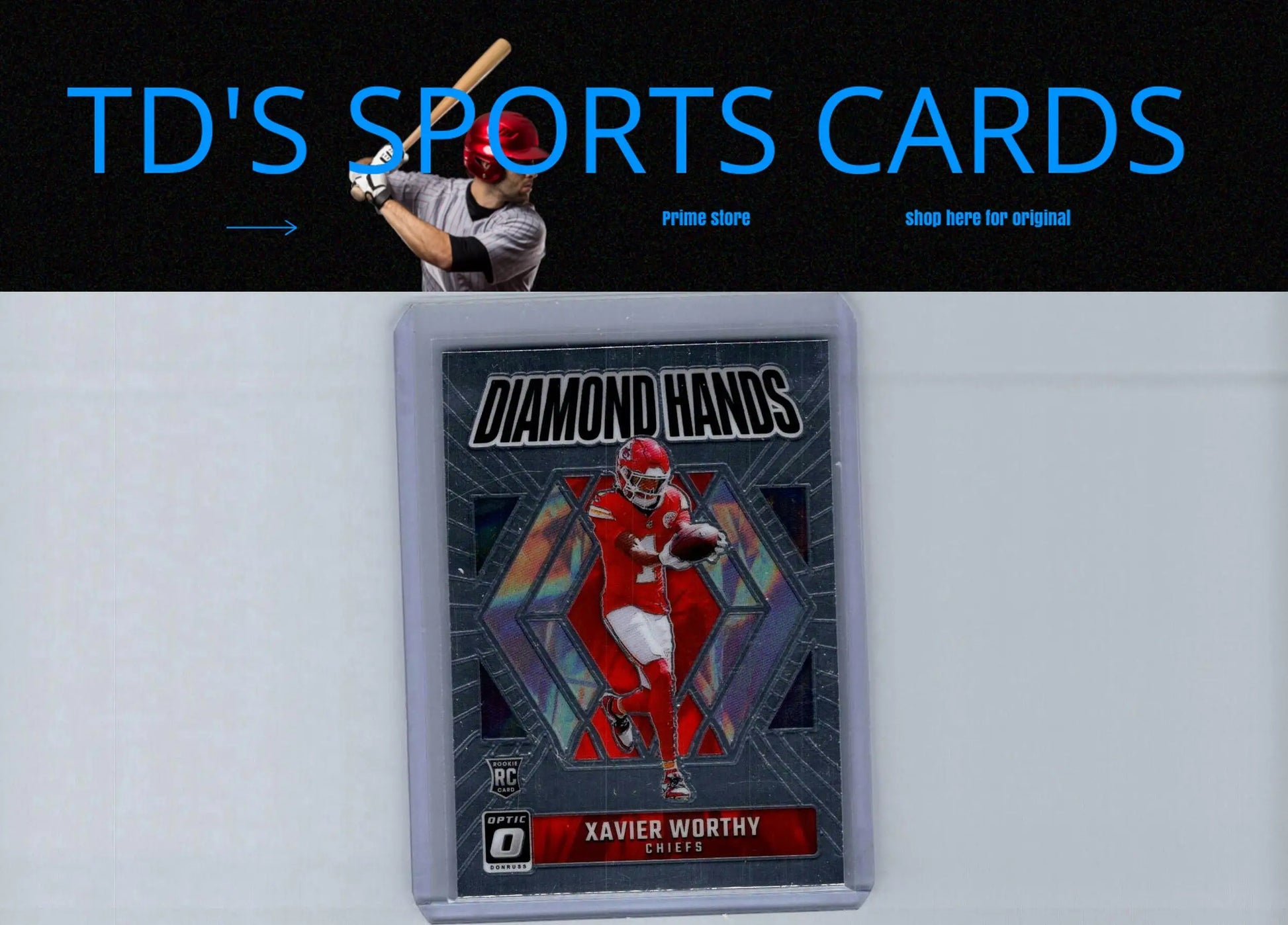 2024 Donruss Optic Xavier Worthy Diamond Hands football card showcasing Xavier Worthy