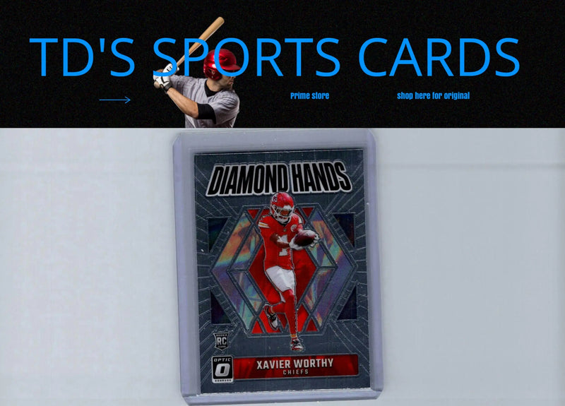 2024 Donruss Optic Xavier Worthy Diamond Hands football card showcasing Xavier Worthy