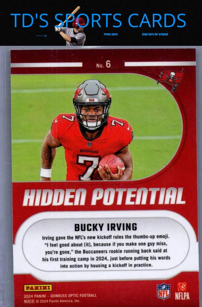Bucky Irving football card from 2024 Donruss Optic Hidden Potential collection