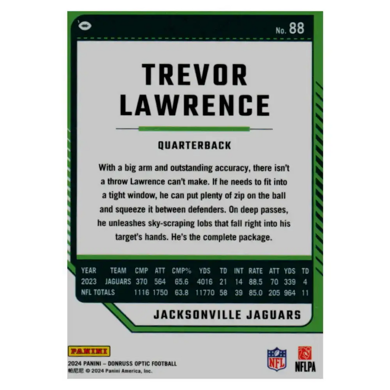2024 Donruss Optic #88 Trevor Lawrence NM-MT Jacksonville Jaguars Football Card - Football Card Single