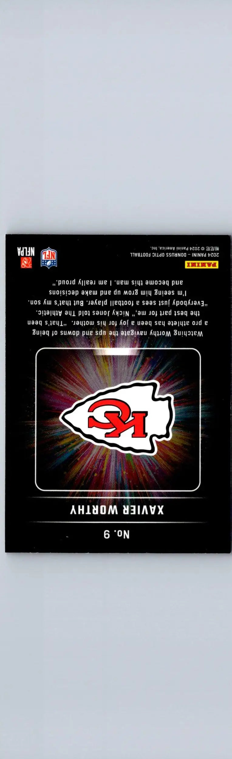Xavier Worthy football card from 2024 Donruss Optic Light It Up series
