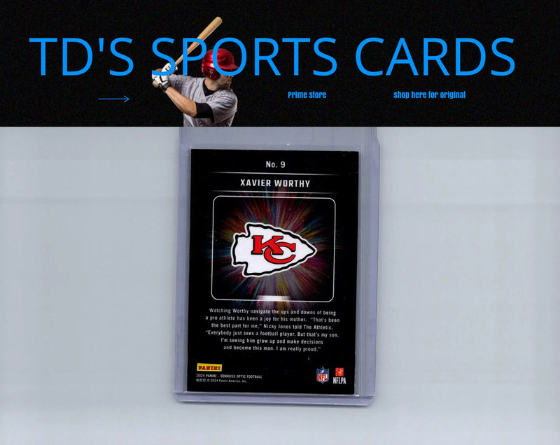 2024 Donruss Optic Xavier Worthy Light It Up football card featuring Xavier Worthy