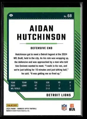2024 Donruss Optic Aidan Hutchinson #68 Detroit Lions - Football Card Single