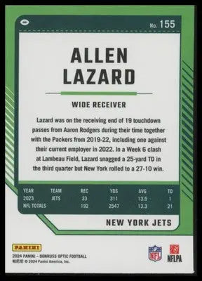 2024 Donruss Optic Allen Lazard 155 New York Jets