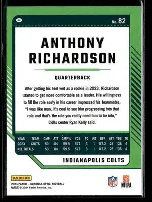 2024 Donruss Optic Anthony Richardson #82 Indianapolis Colts - Football Card Single