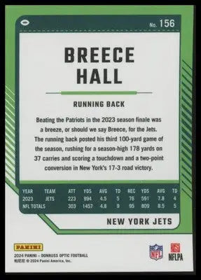 2024 Donruss Optic Breece Hall 156 New York Jets