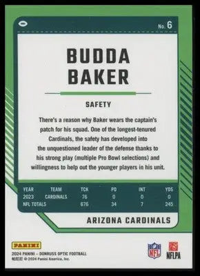 2024 Donruss Optic Budda Baker 6 Arizona Cardinals