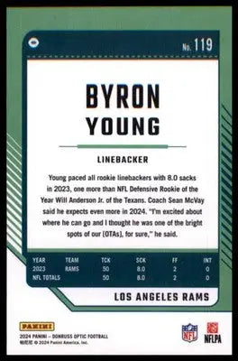 2024 Donruss Optic Byron Young 119 Los Angeles Rams