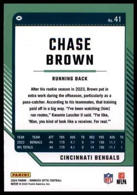 2024 Donruss Optic Chase Brown 41 Cincinnati Bengals